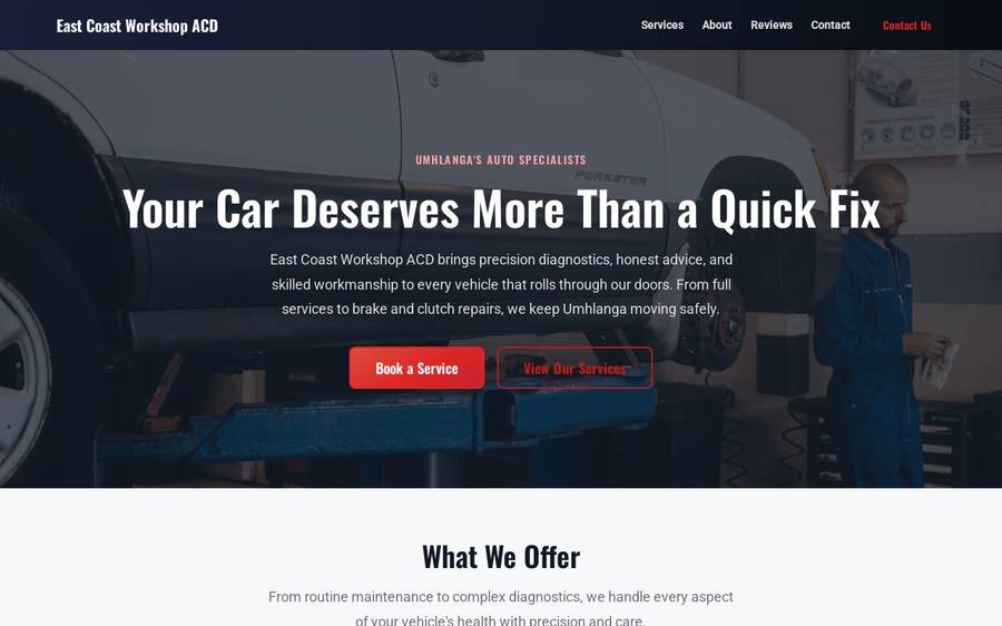 East Coast Workshop demo site preview